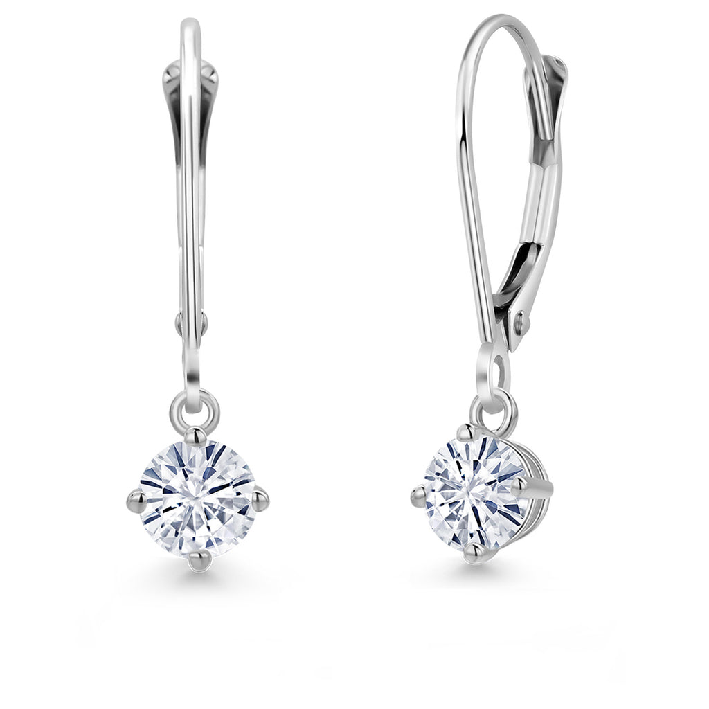 White Moissanite - April_Earrings in 14K White Gold