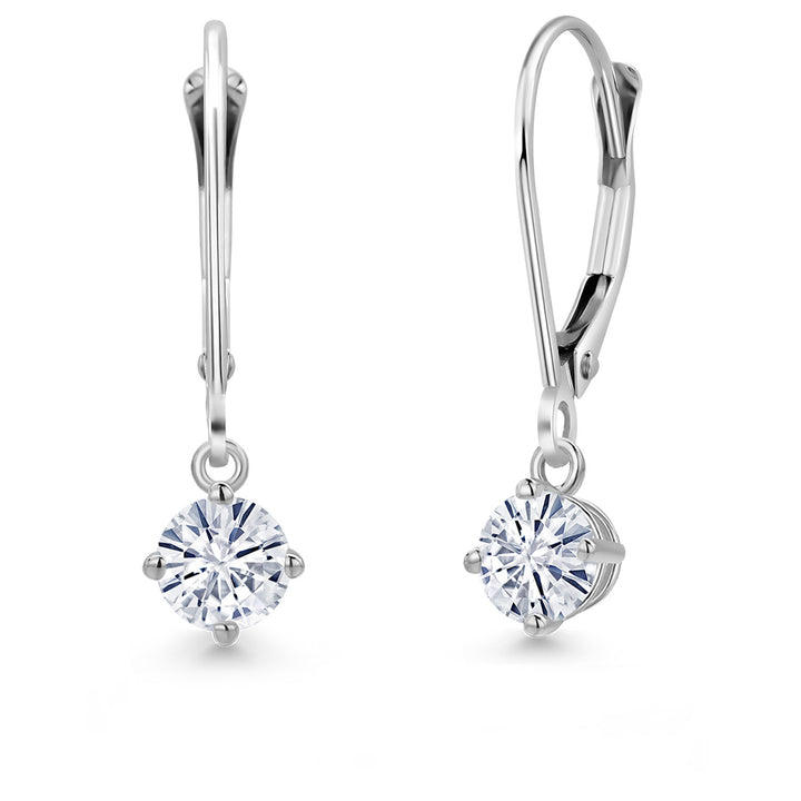 White Moissanite - April_Earrings in 14K White Gold