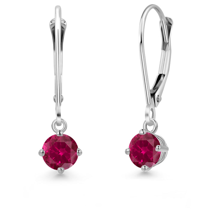 Created Ruby - July_Earrings in 14K White Gold