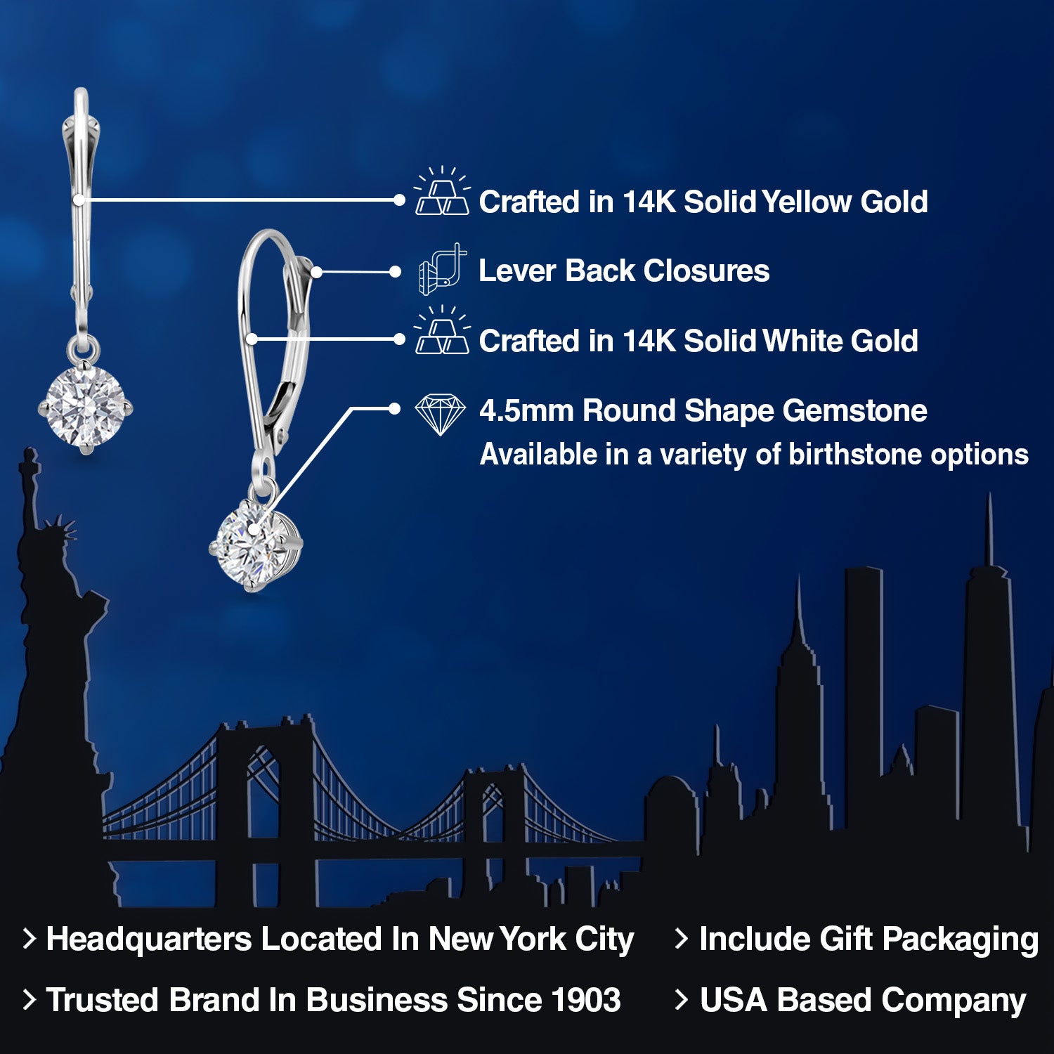 Earrings in 14K White Gold