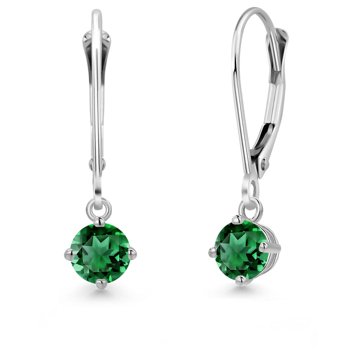 Nano Emerald - May_Earrings in 14K White Gold