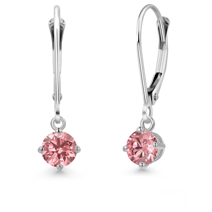 Pink Lab Grown Diamond - April_Earrings in 14K White Gold