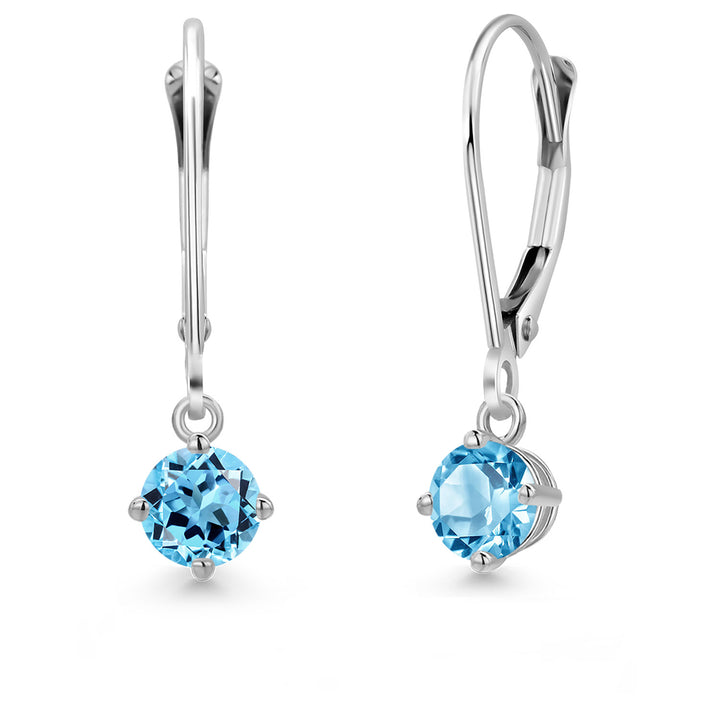 Swiss Blue Topaz - November_Earrings in 14K White Gold