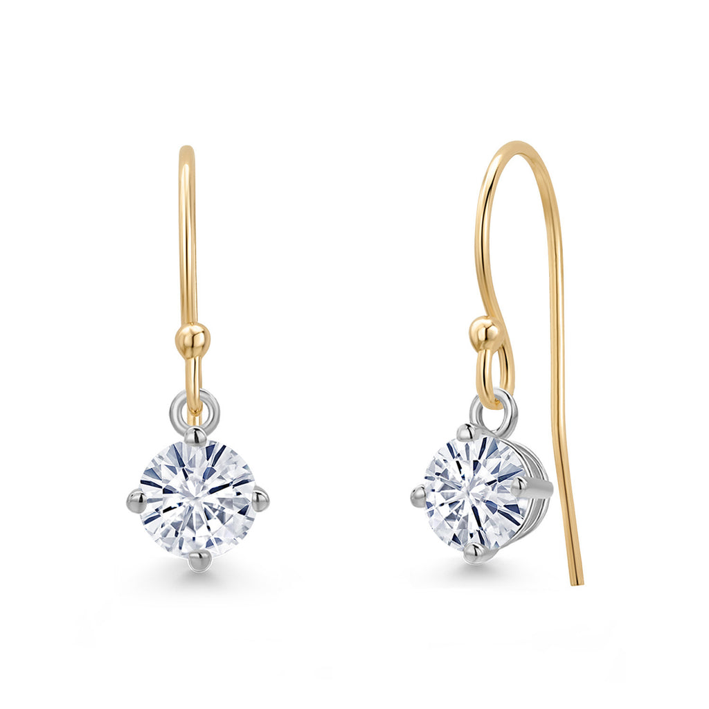White Moissanite - April_Earrings in 14K Two Tone Gold