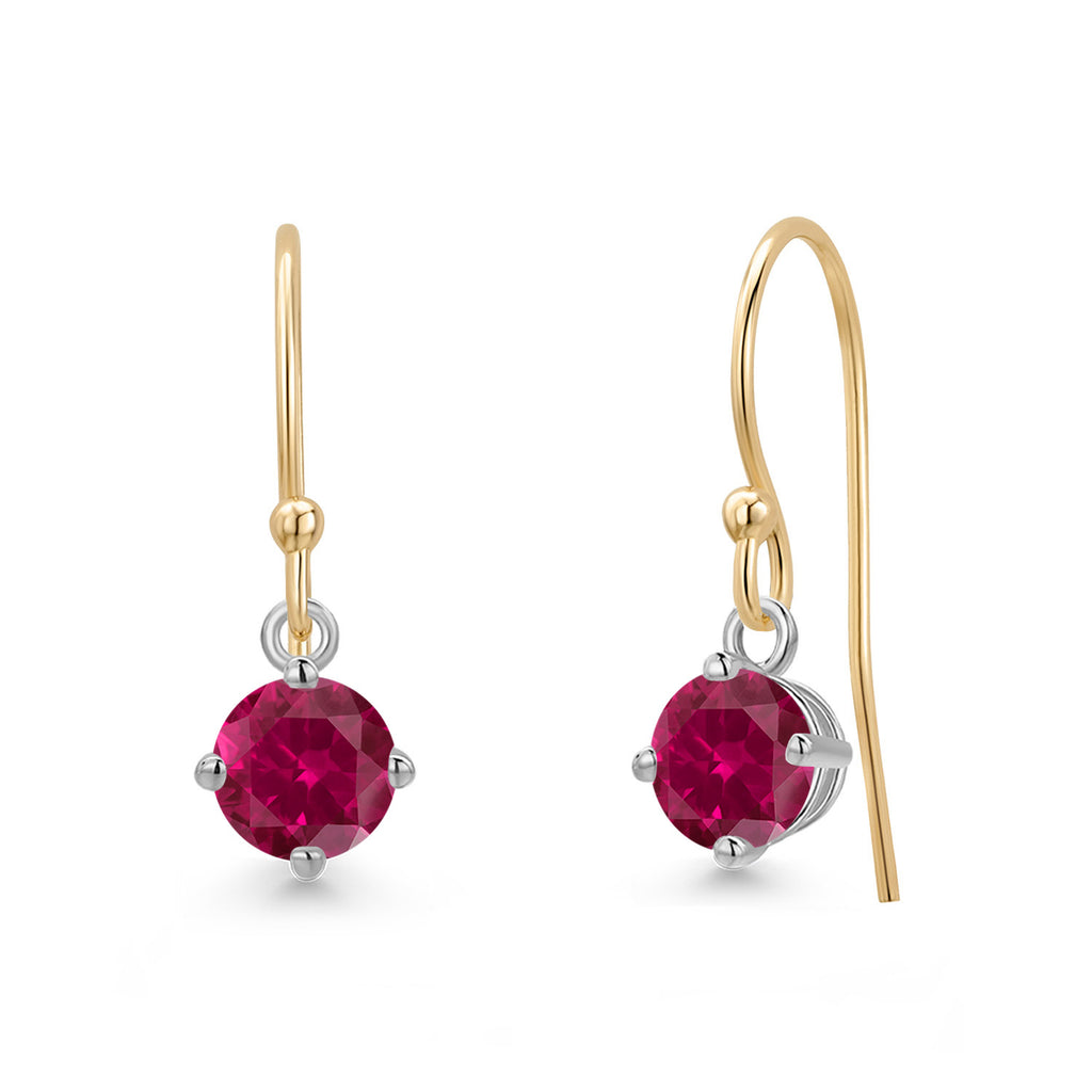 Created Ruby - July_Earrings in 14K Two Tone Gold