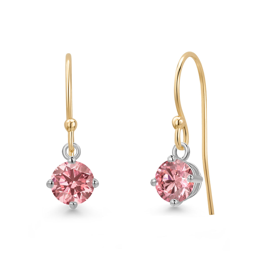 Pink Lab Grown Diamond - April_Earrings in 14K Two Tone Gold