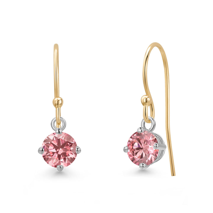 Pink Lab Grown Diamond - April_Earrings in 14K Two Tone Gold