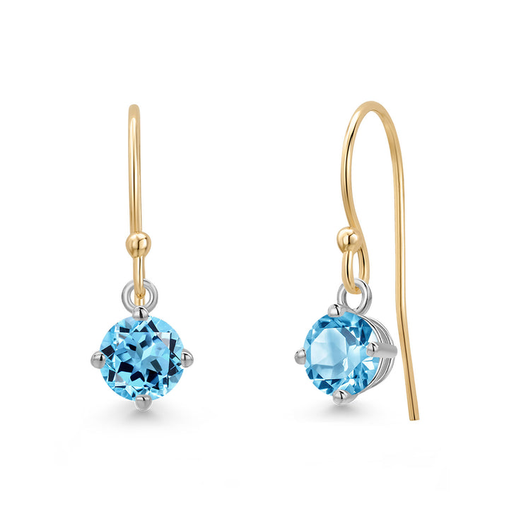 Swiss Blue Topaz - November_Earrings in 14K Two Tone Gold