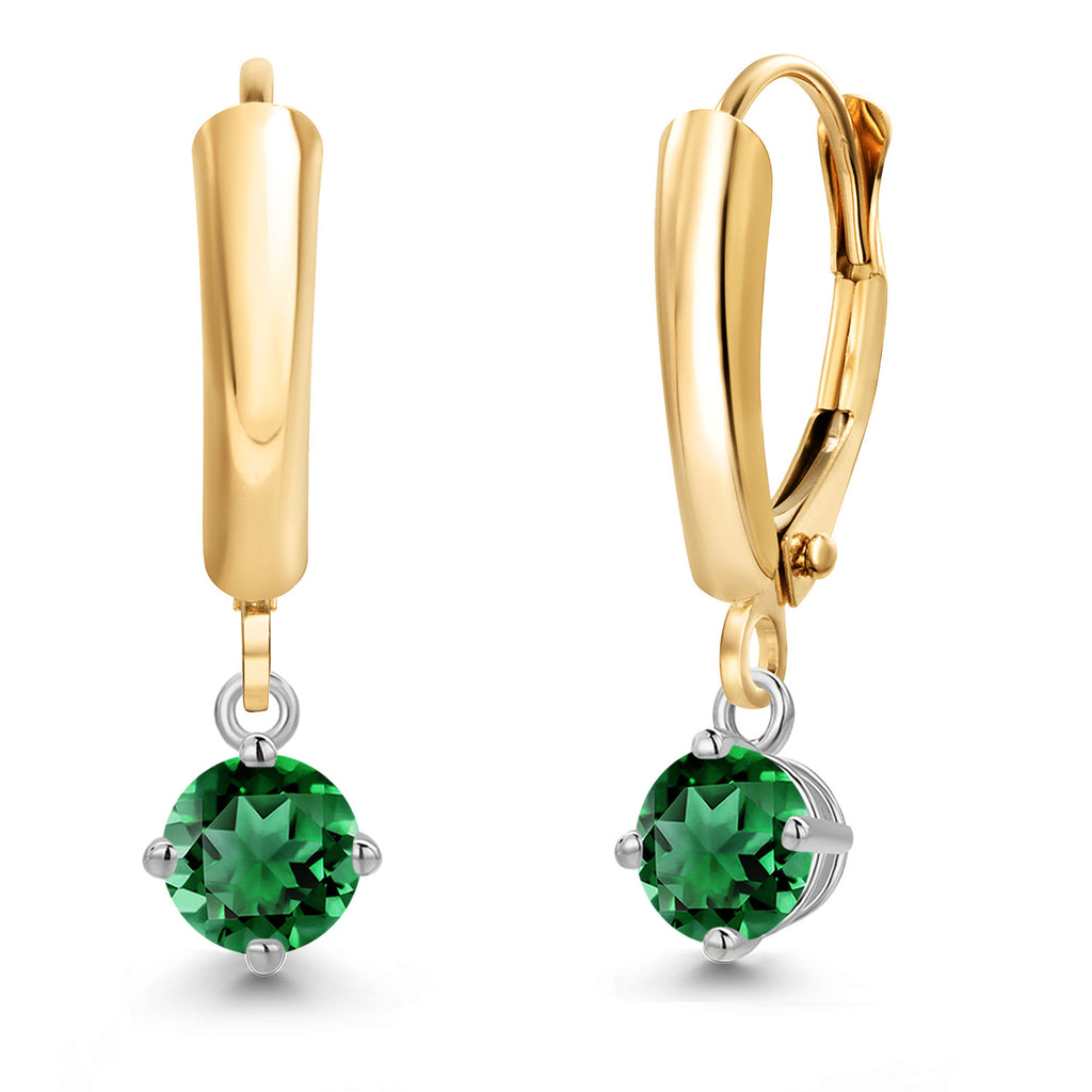 Nano Emerald - May_Earrings in 14K Two Tone Gold