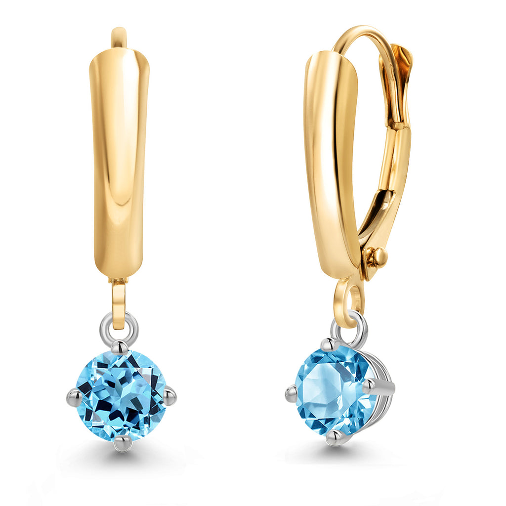 Swiss Blue Topaz - November_Earrings in 14K Two Tone Gold