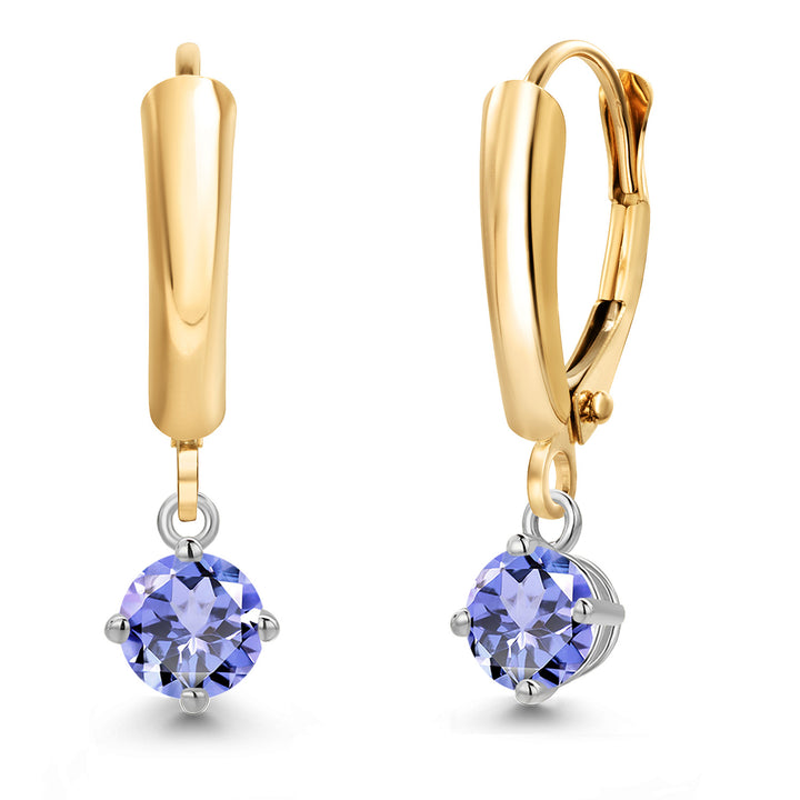 Tanzanite - December_Earrings in 14K Two Tone Gold