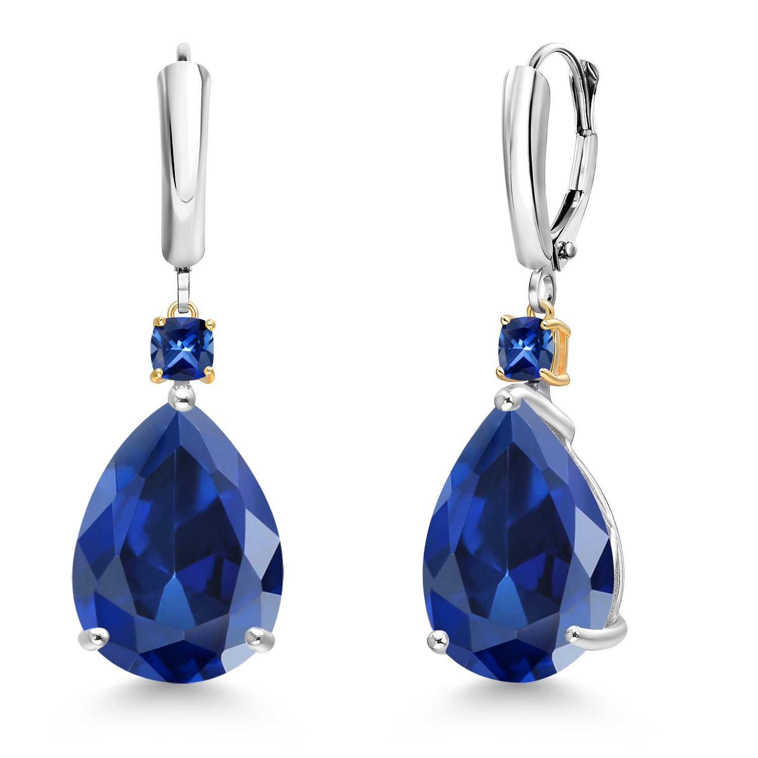 Earrings in 925 Sterling Silver and 10K Yellow Gold