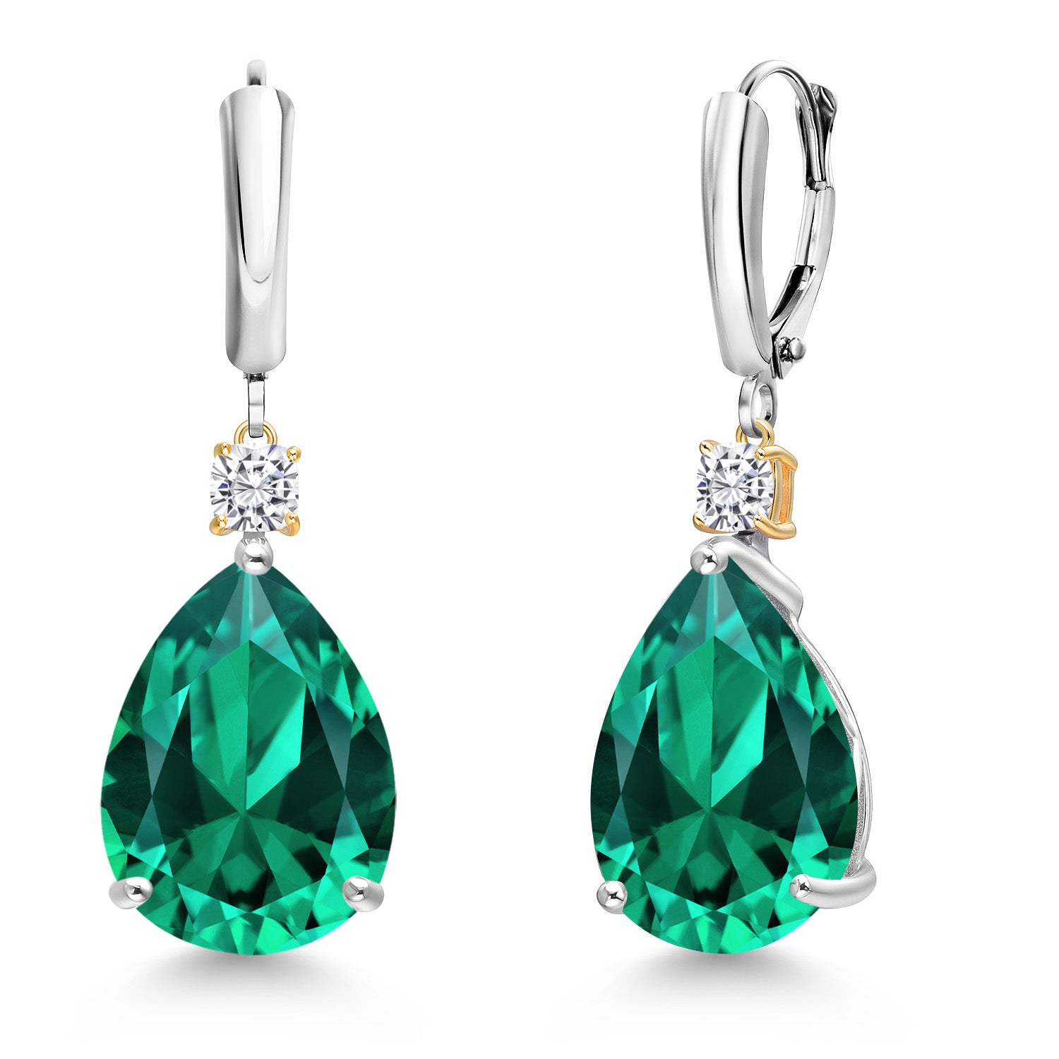 Earrings in 925 Sterling Silver and 10K Yellow Gold