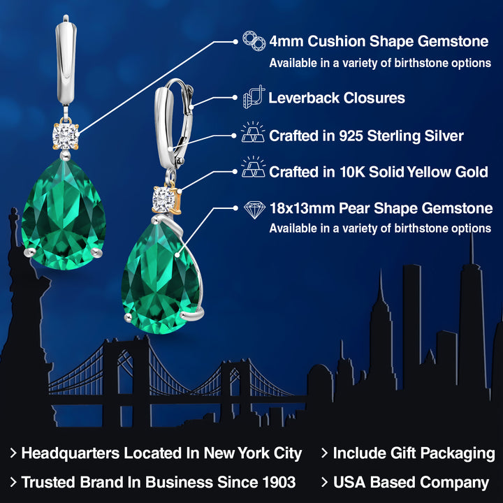 Earrings in 925 Sterling Silver and 10K Yellow Gold