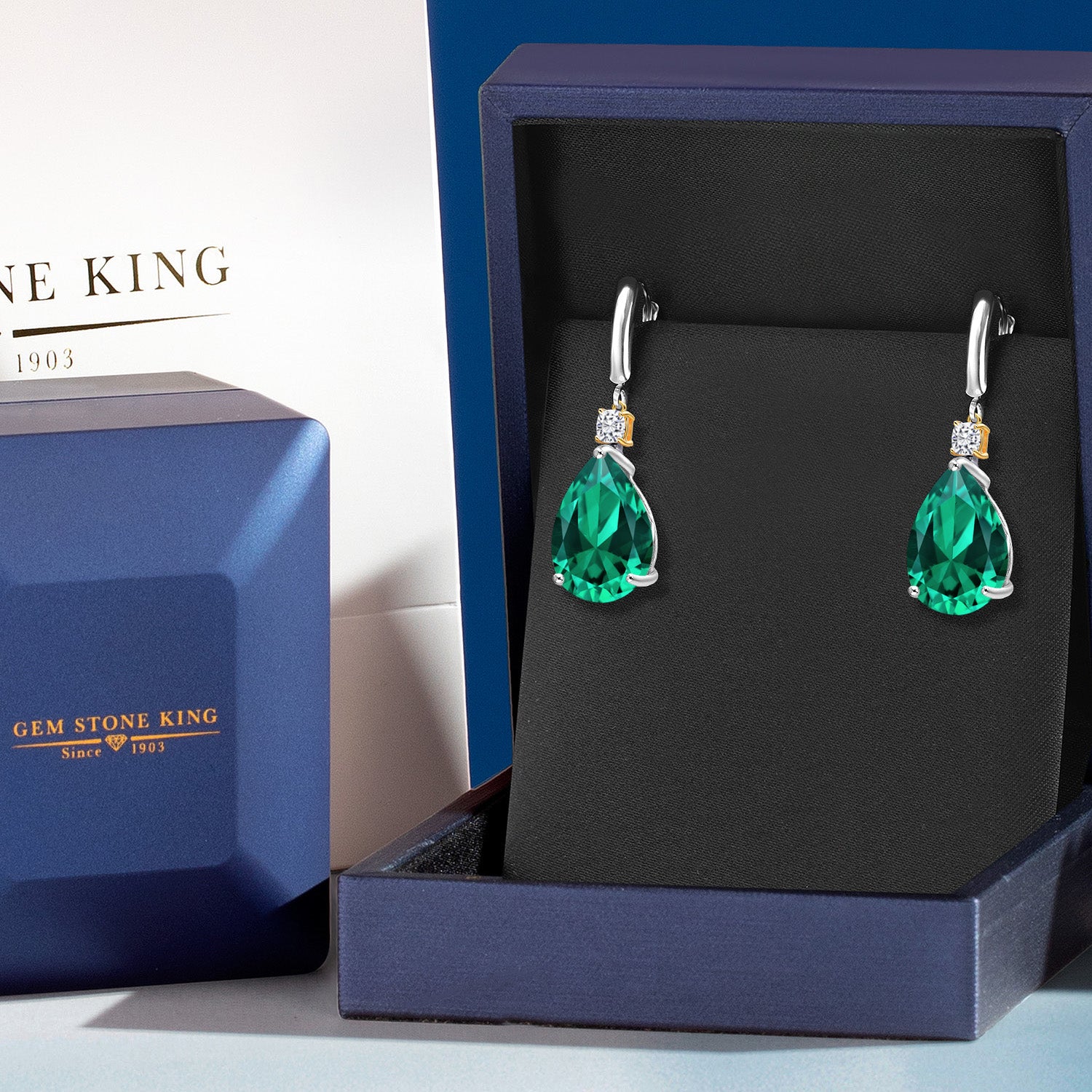 Earrings in 925 Sterling Silver and 10K Yellow Gold