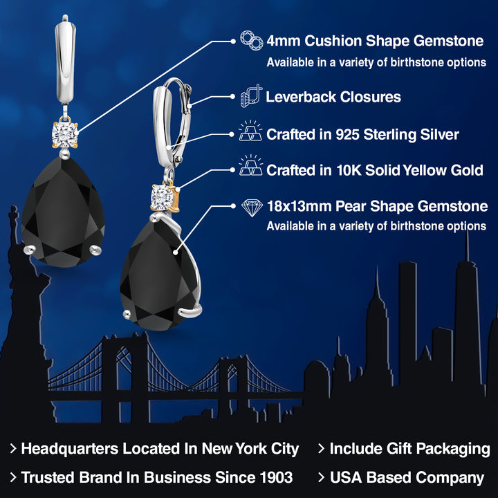 Earrings in 925 Sterling Silver and 10K Yellow Gold