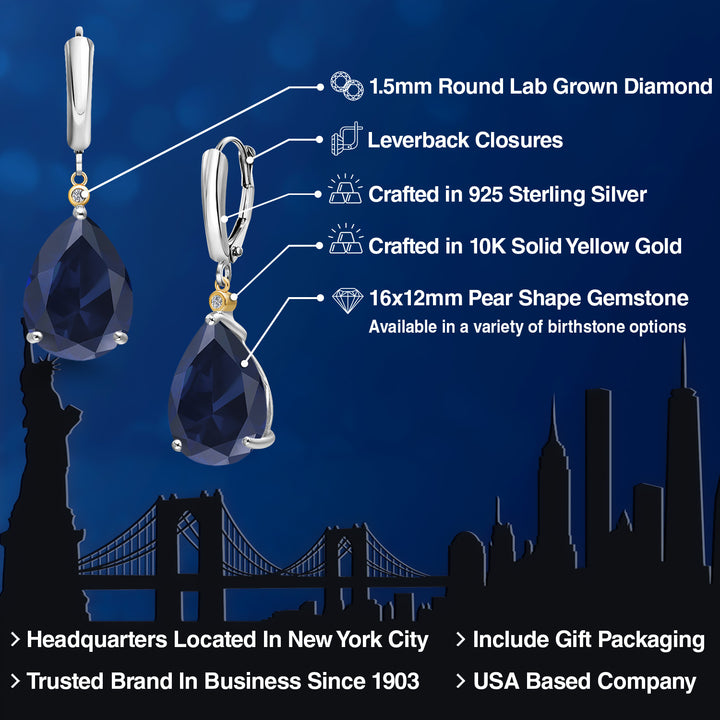 Earrings in 925 Sterling Silver and 10K Yellow Gold