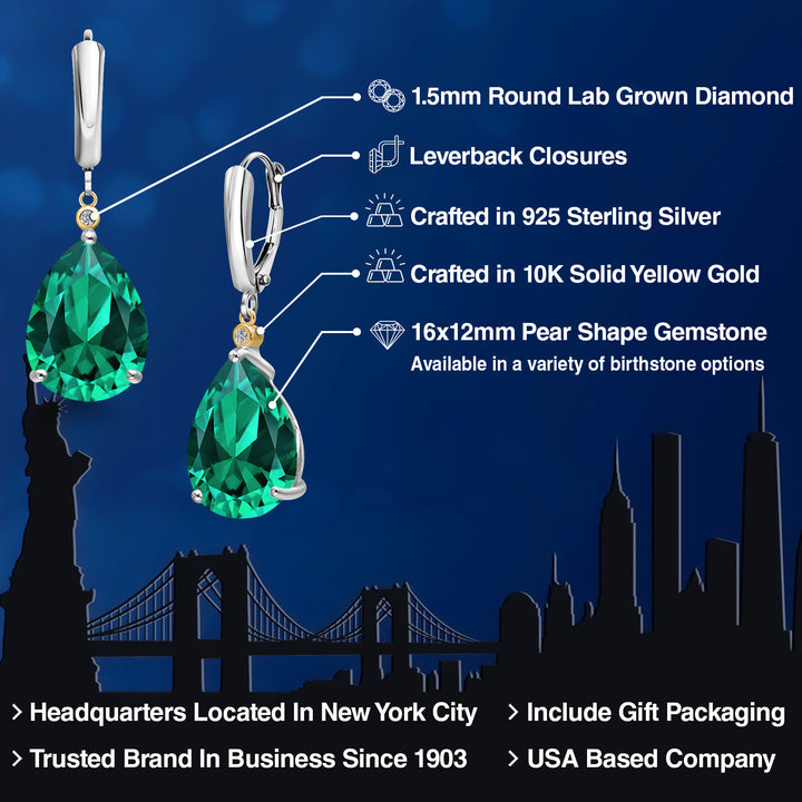 Earrings in 925 Sterling Silver and 10K Yellow Gold