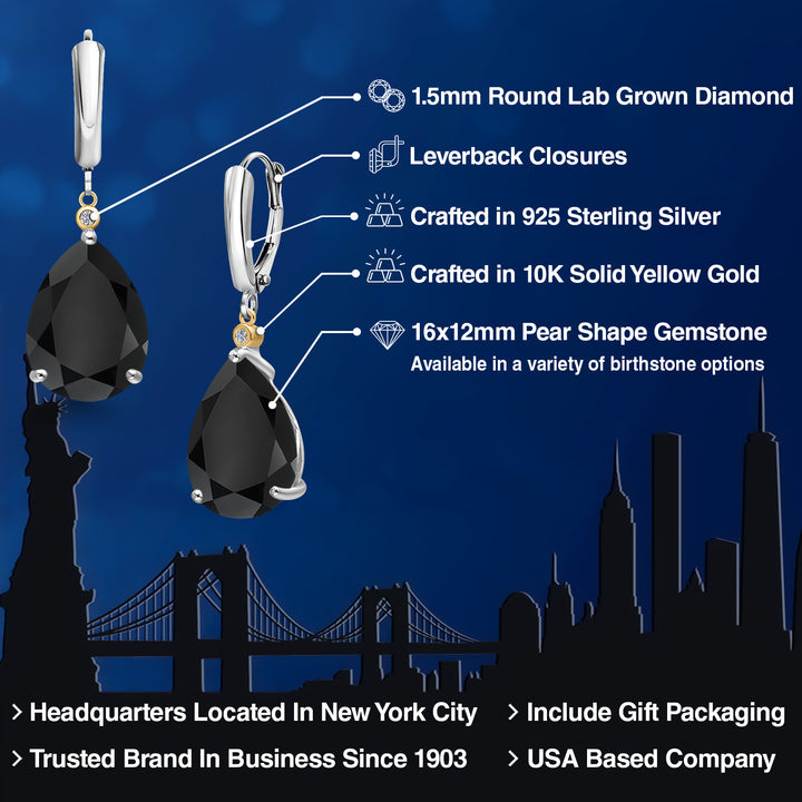 Earrings in 925 Sterling Silver and 10K Yellow Gold