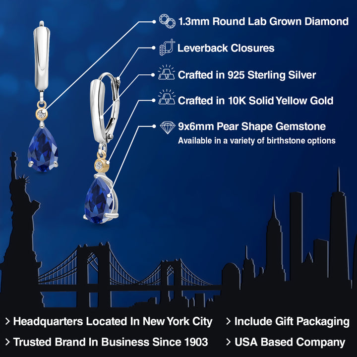Earrings in 925 Sterling Silver and 10K Yellow Gold