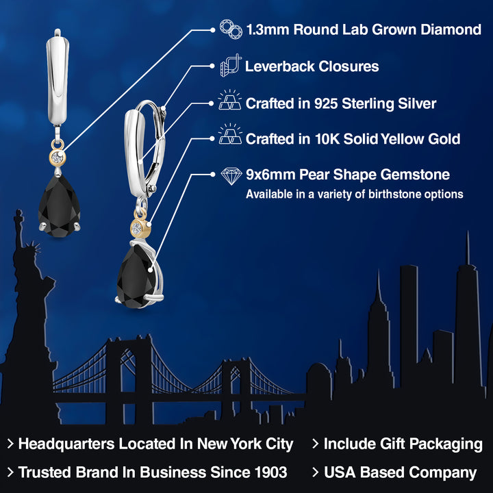 Earrings in 925 Sterling Silver and 10K Yellow Gold