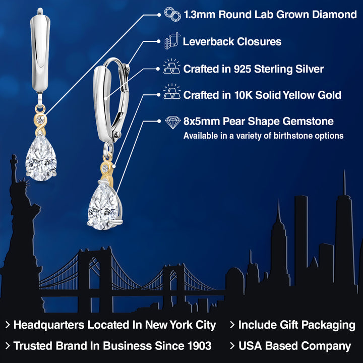 Earrings in 925 Sterling Silver and 10K Yellow Gold