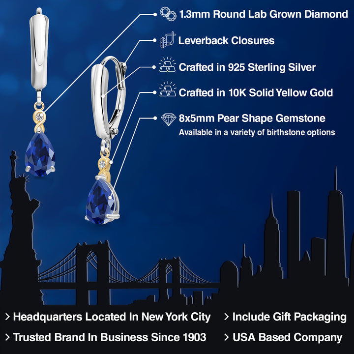 Earrings in 925 Sterling Silver and 10K Yellow Gold