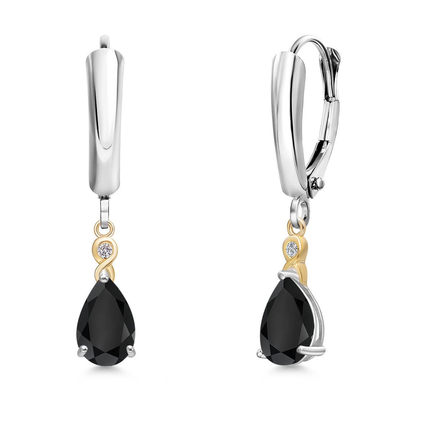 Earrings in 925 Sterling Silver and 10K Yellow Gold