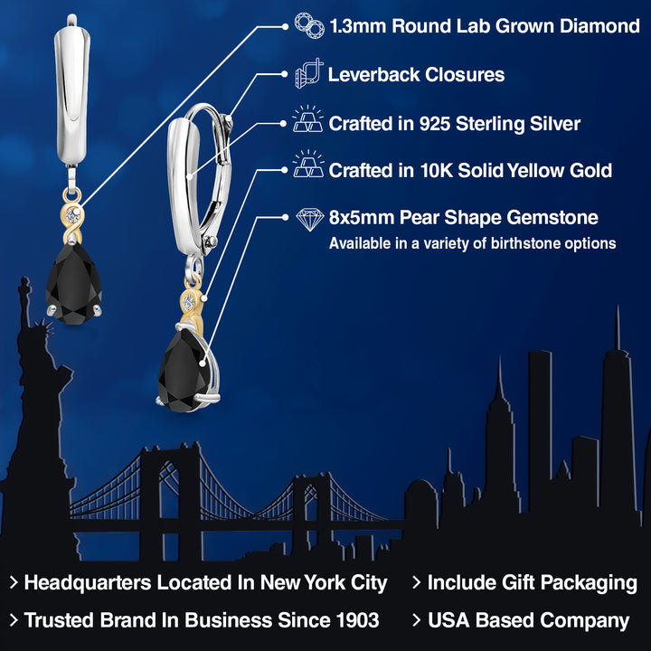 Earrings in 925 Sterling Silver and 10K Yellow Gold