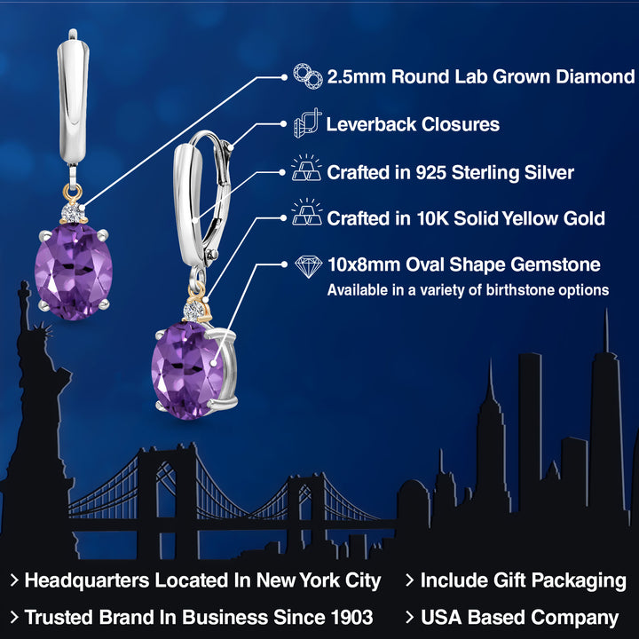 Earrings in 925 Sterling Silver and 10K Yellow Gold
