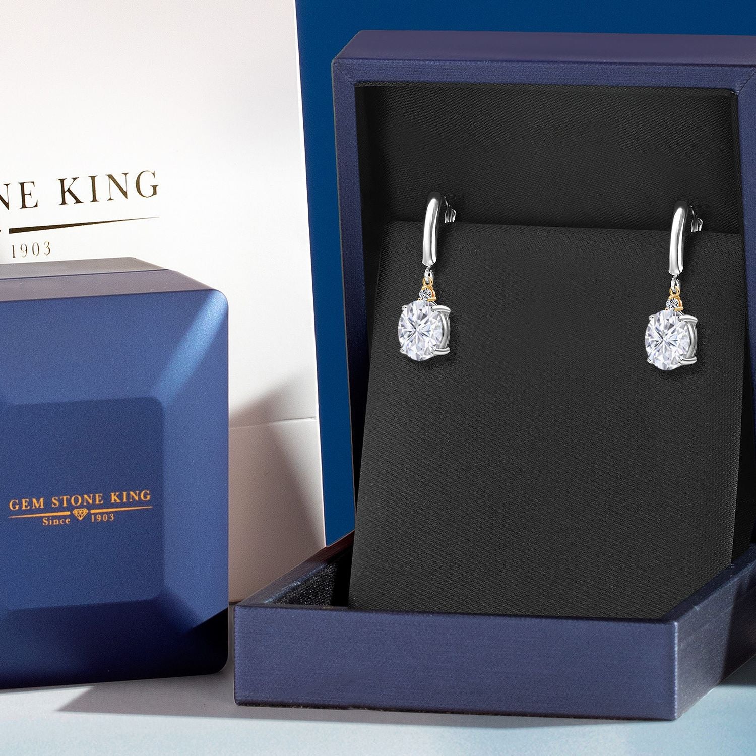 Earrings in 925 Sterling Silver and 10K Yellow Gold