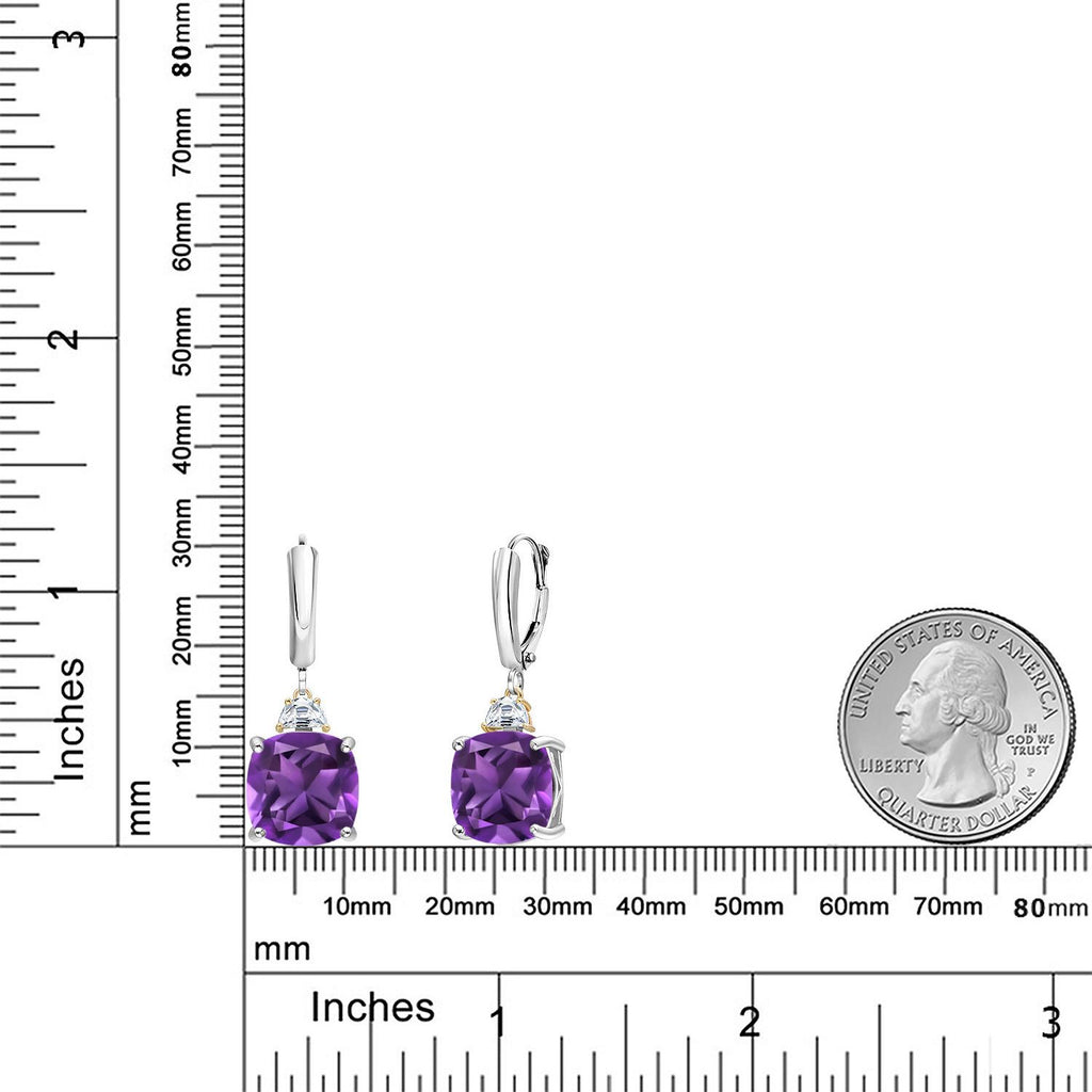 Purple and Near Colorless (GH)_Earrings in 925 Sterling Silver and 10K Yellow Gold