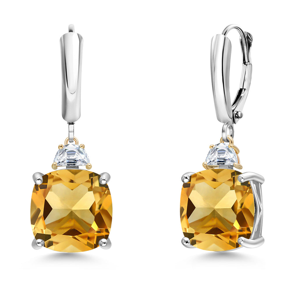 Citrine_Earrings in 925 Sterling Silver and 10K Yellow Gold