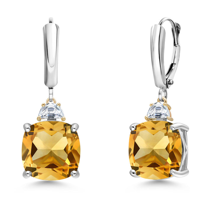 Citrine_Earrings in 925 Sterling Silver and 10K Yellow Gold