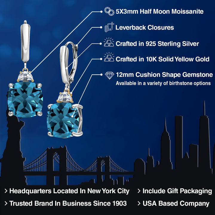 Earrings in 925 Sterling Silver and 10K Yellow Gold