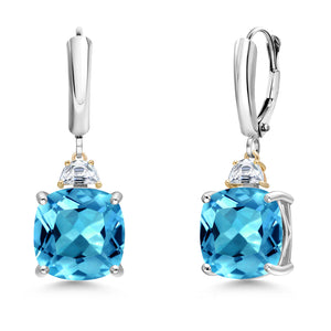 Earrings in 925 Sterling Silver and 10K Yellow Gold