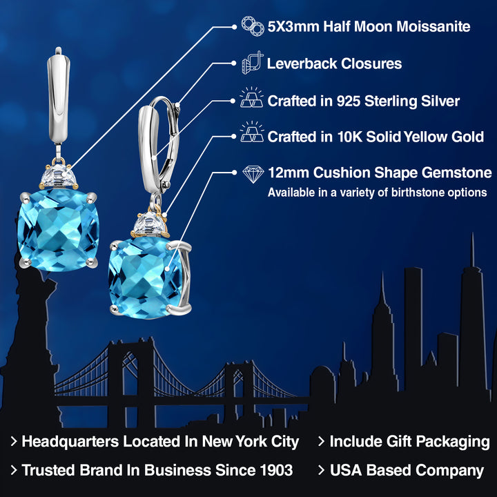 Earrings in 925 Sterling Silver and 10K Yellow Gold