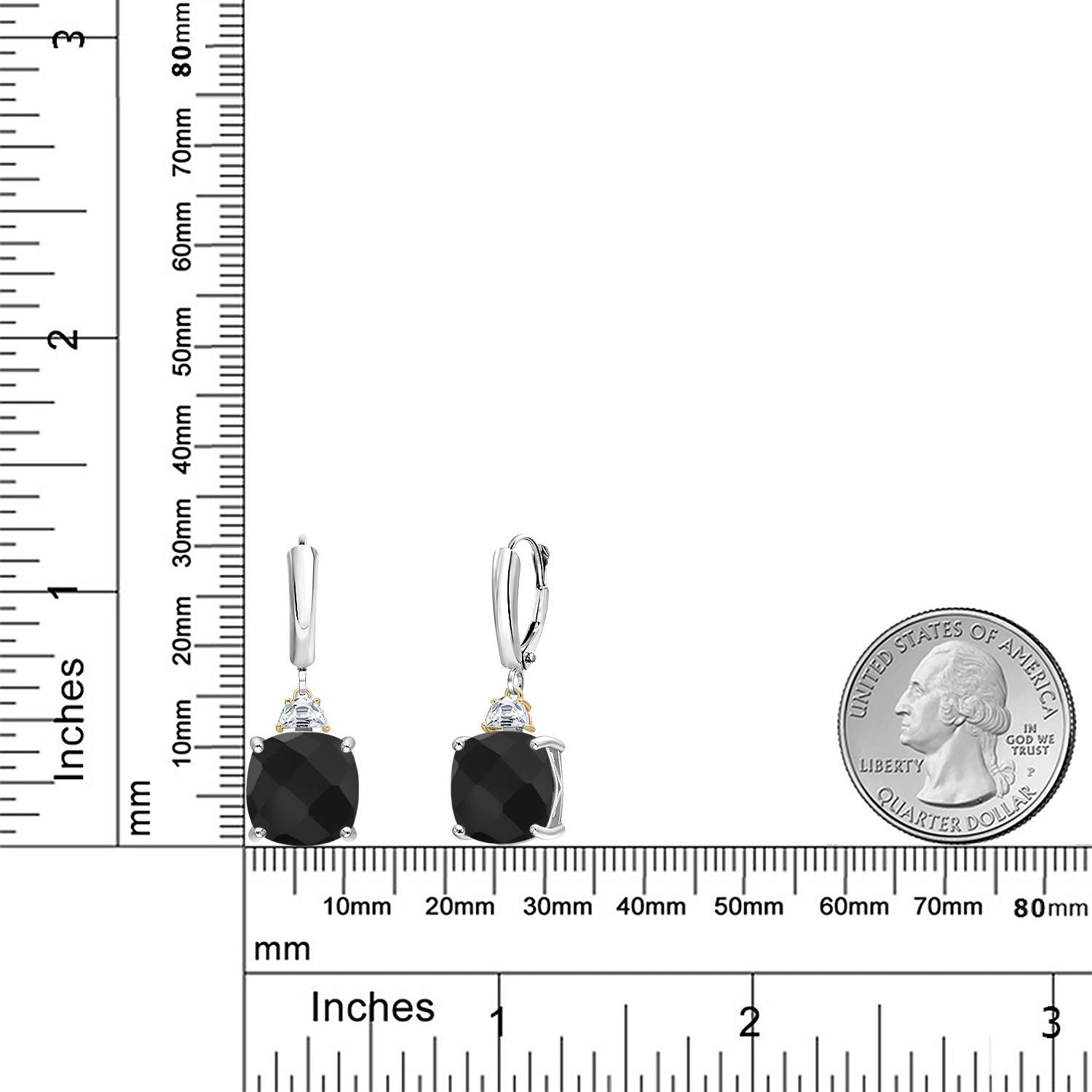 Earrings in 925 Sterling Silver and 10K Yellow Gold