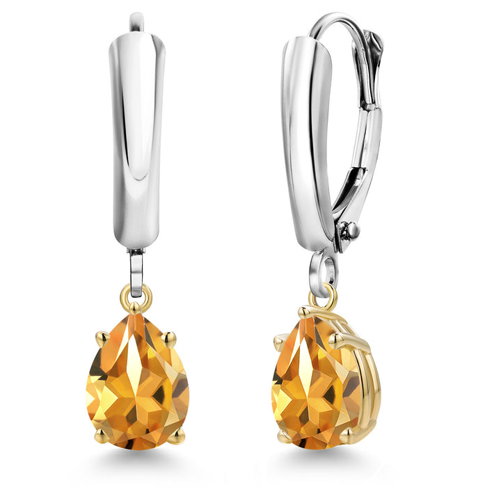 Citrine_Earrings in 925 Sterling Silver and 10K Yellow Gold