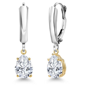 Near Colorless (GH)_Earrings in 925 Sterling Silver and 10K Yellow Gold