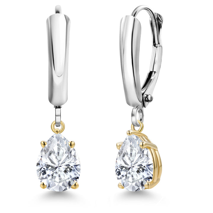 Near Colorless (GH)_Earrings in 925 Sterling Silver and 10K Yellow Gold