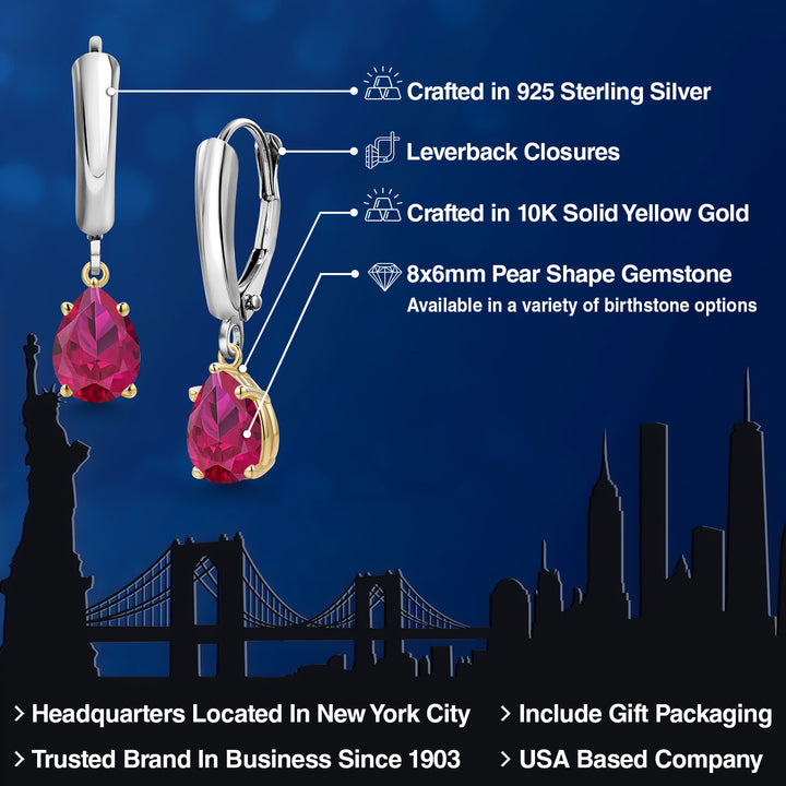 Earrings in 925 Sterling Silver and 10K Yellow Gold