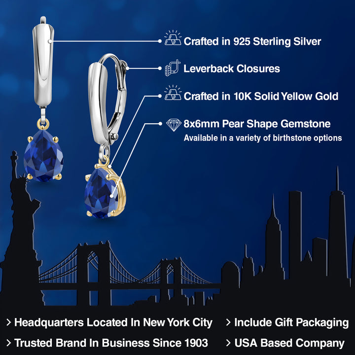 Earrings in 925 Sterling Silver and 10K Yellow Gold