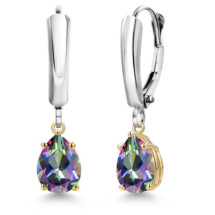 Green Mystic Topaz_Earrings in 925 Sterling Silver and 10K Yellow Gold