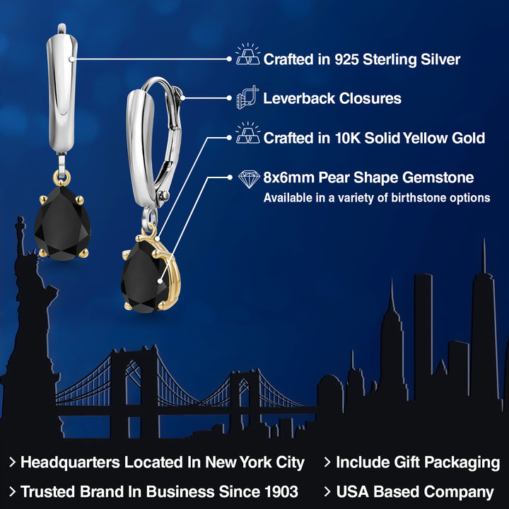 Earrings in 925 Sterling Silver and 10K Yellow Gold