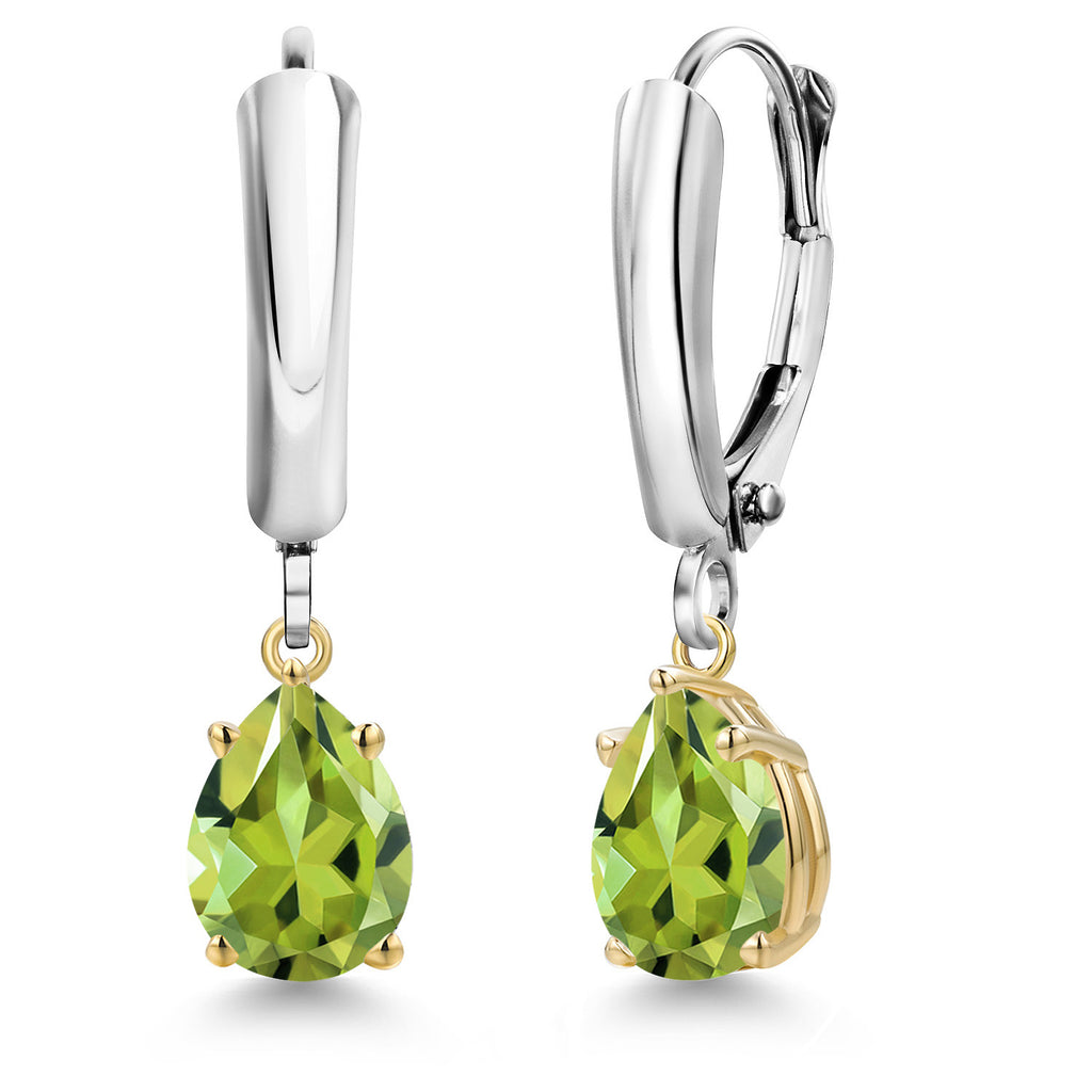 Peridot_Earrings in 925 Sterling Silver and 10K Yellow Gold