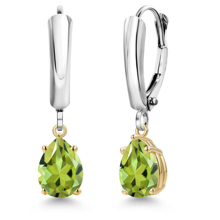 Peridot_Earrings in 925 Sterling Silver and 10K Yellow Gold