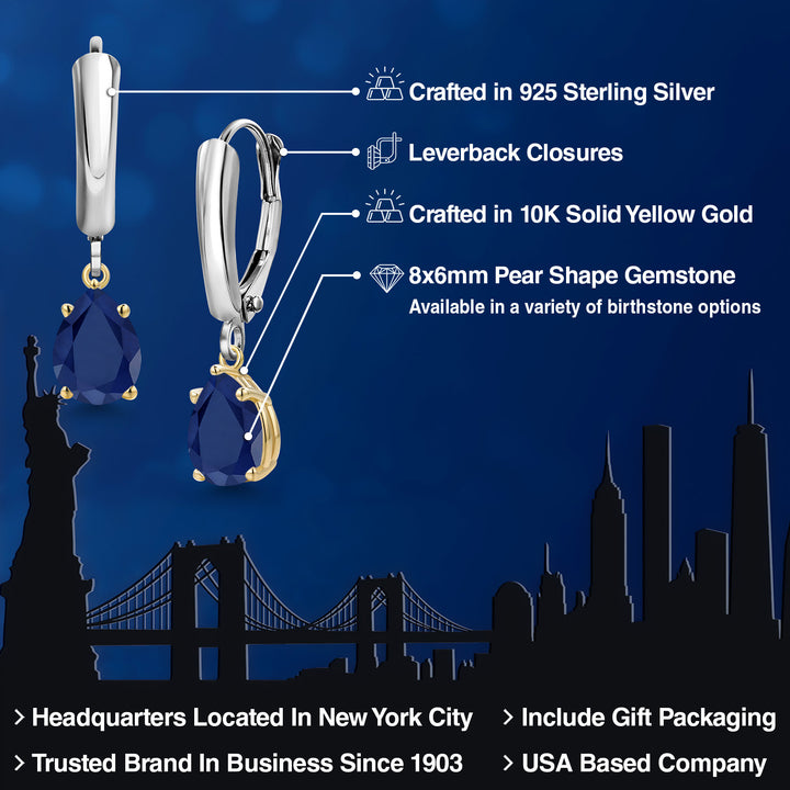 Earrings in 925 Sterling Silver and 10K Yellow Gold