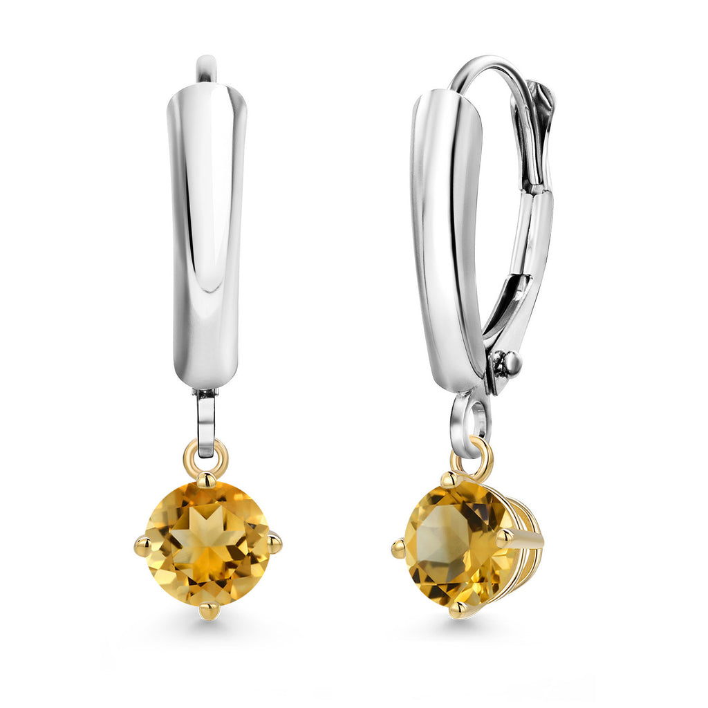 Citrine_Earrings in 925 Sterling Silver and 10K Yellow Gold