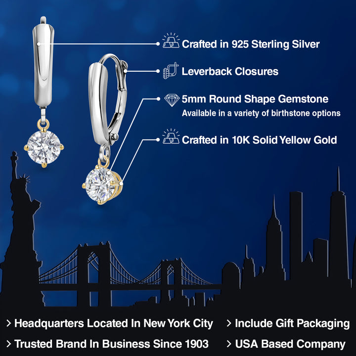 Earrings in 925 Sterling Silver and 10K Yellow Gold